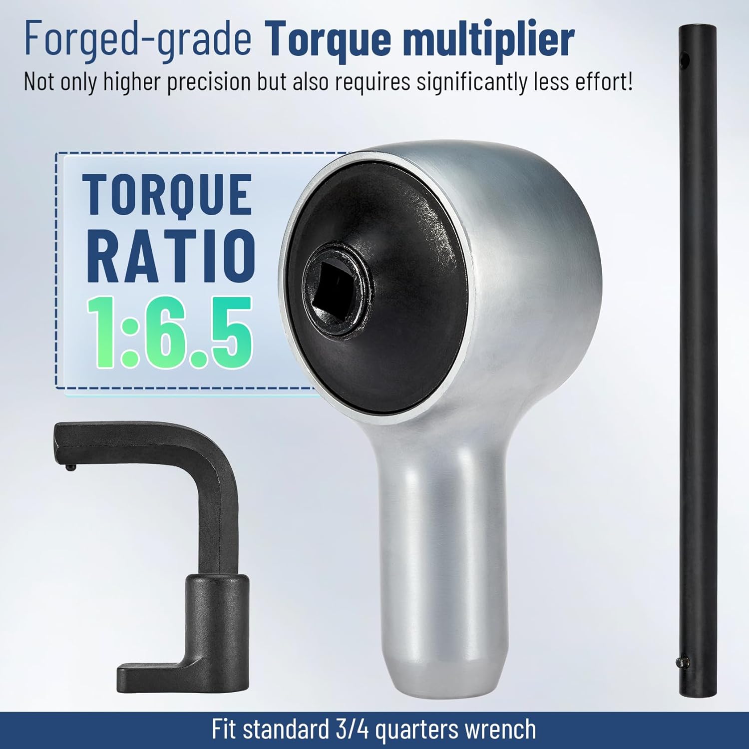 Torque Multiplier 7pc 1:6.5 Torque Ratio Heavy Duty Torque Multiplier Wrench 1/2" Drive Input 170 Ft.lb/231N.m,3/4" Drive Output 1100Ft.lb/1500N.m for Car, Truck, RVs Maintenance