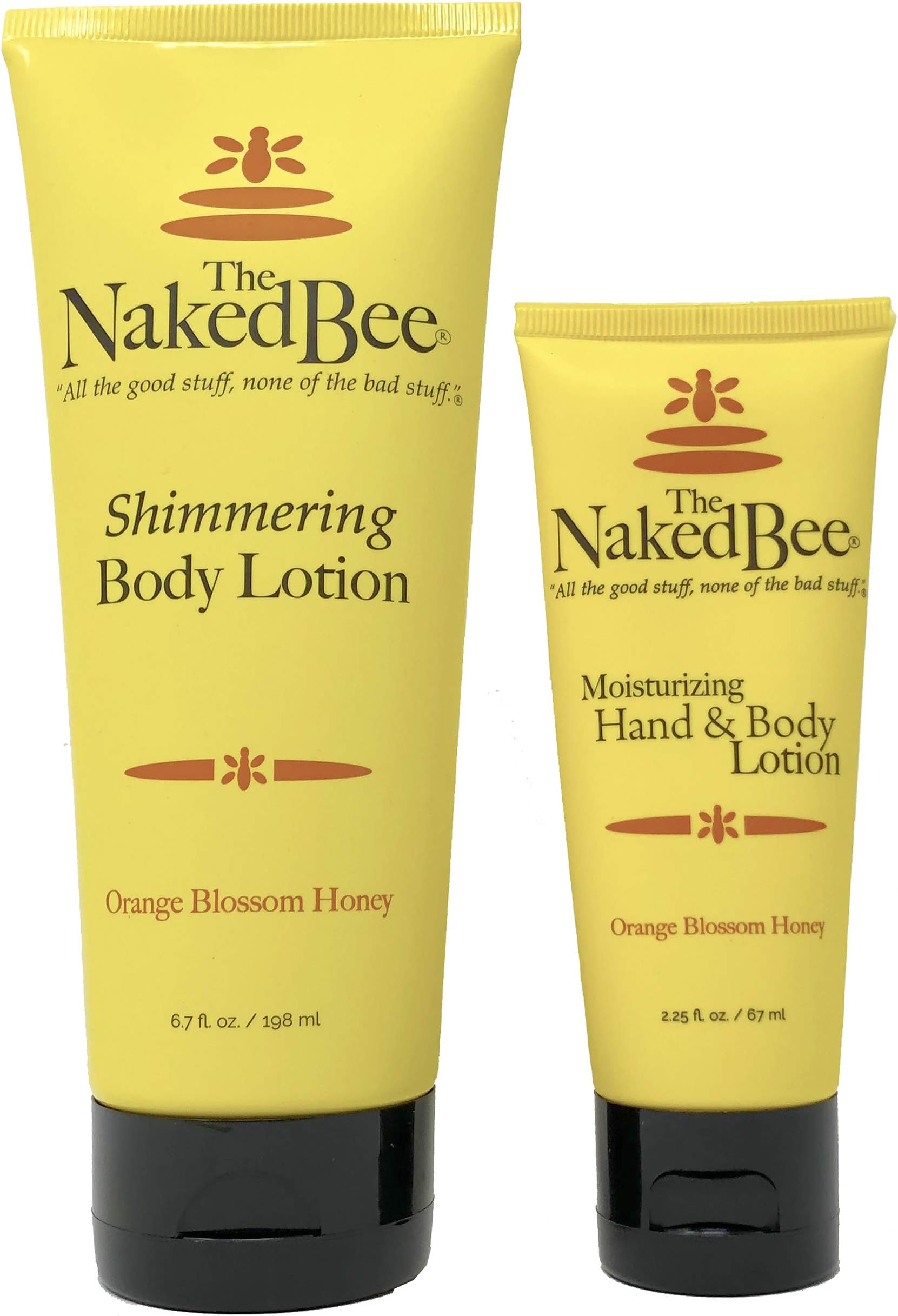 The Naked Bee Orange Blossom Honey Shimmering Body Lotion 6.7 Ounce and Moisturizing Hand & Body Lotion 2.25 Ounce – Pack of 2 with Tru Inertia Nail File