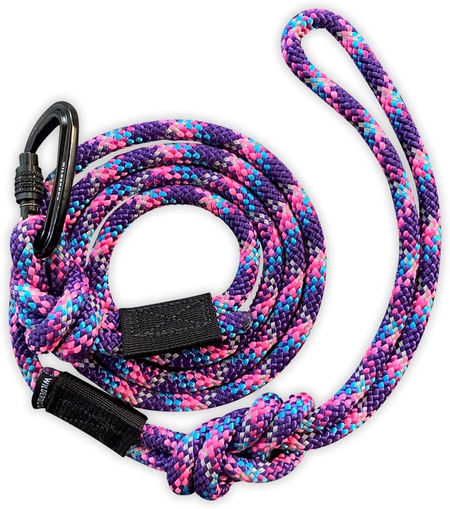 Wilderdog Small Carabiner Climbing Rope Dog Leash for Small & Medium Dogs - 5ft - Razzleberry - 1Ct