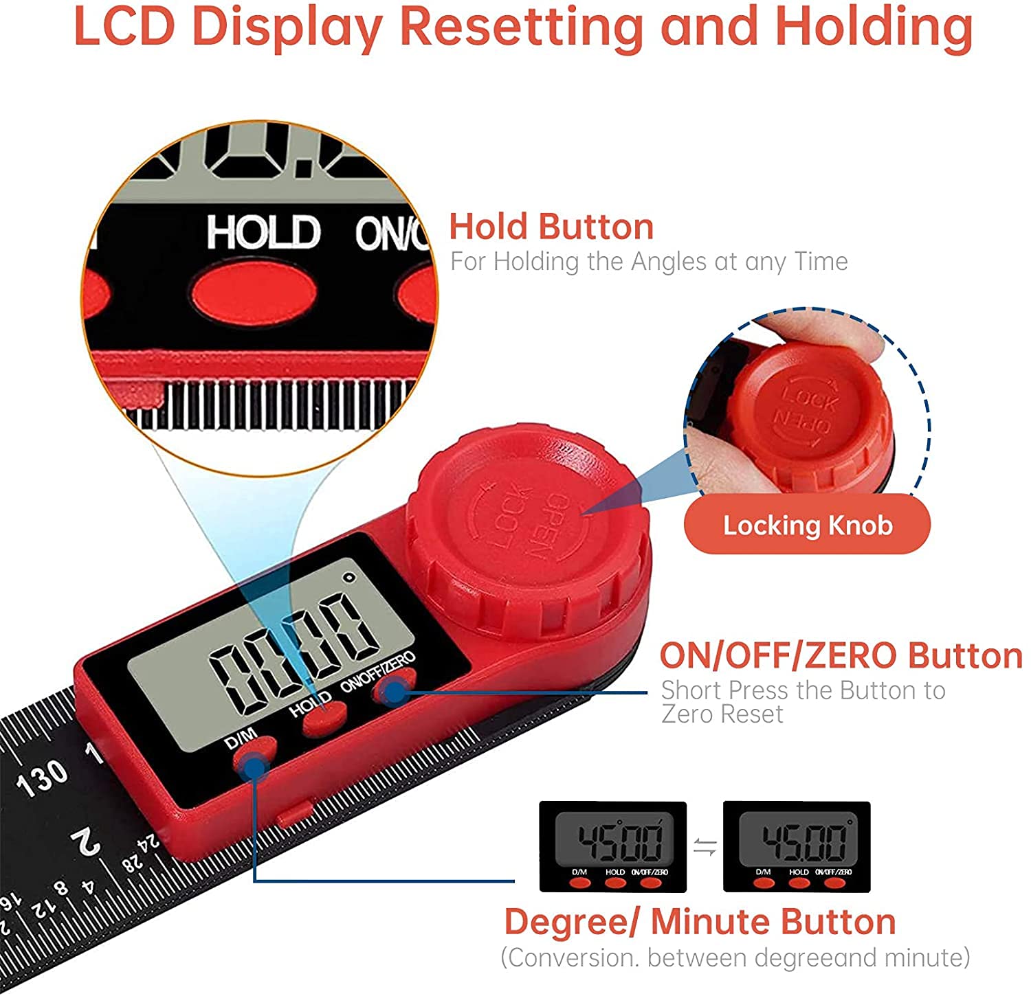 Goniometro Digitale 2-in-1 - Misuratore Angolo 0-360° Con Display - Foto 6