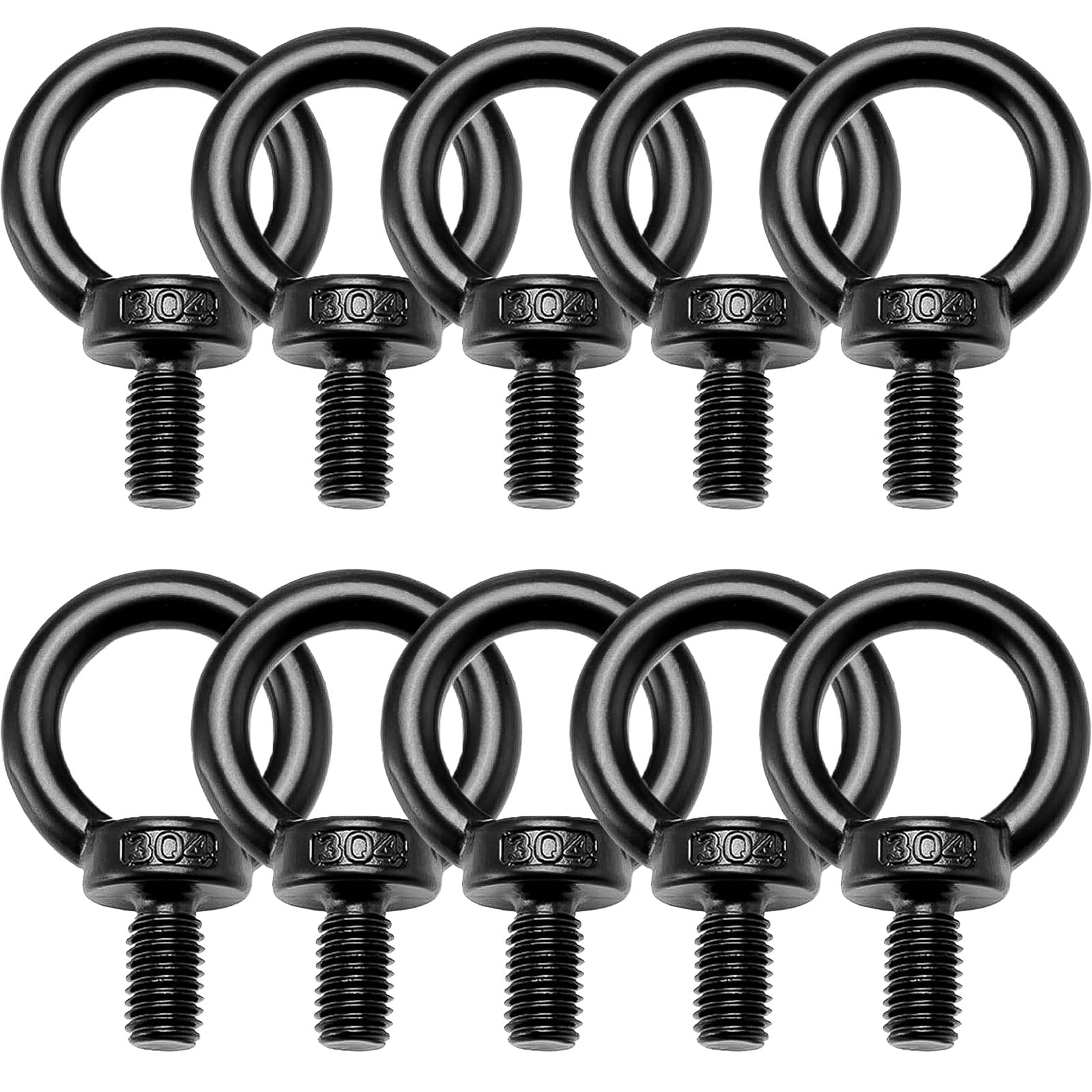 ORTAVA 10 viti ad anello M6, viti per occhi in acciaio inox A2V2A, ossido nero, vite con occhiello M6, per appendere e fissare
