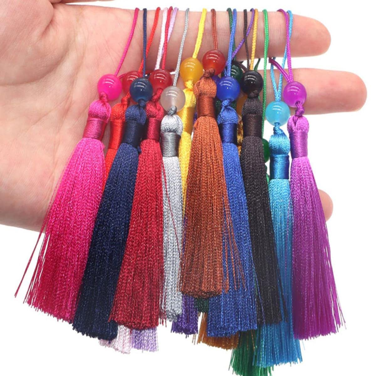 Suoirblss 10 Nappe Per Bigiotteria 11 Cm – Blu Reale, Con Moschettone E Perline