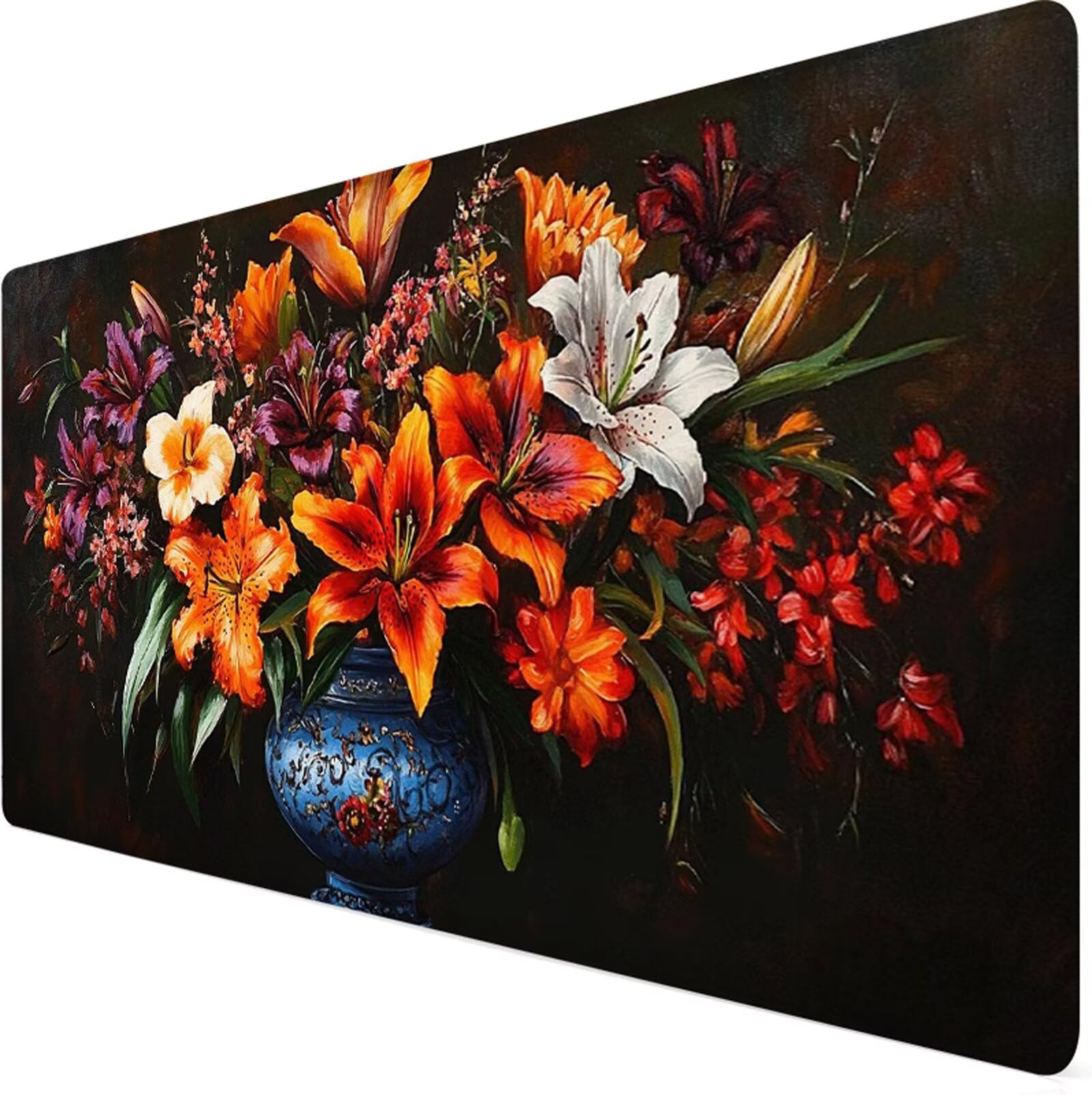 Podkładka pod mysz XXL 1200x400x3mm Podkładka pod mysz Czarna podkładka pod mysz Lilia poprawia precyzję i szybkość, wodoodporna antypoślizgowa, szyte krawędzie, akcesoria do gier, komputer biurowy