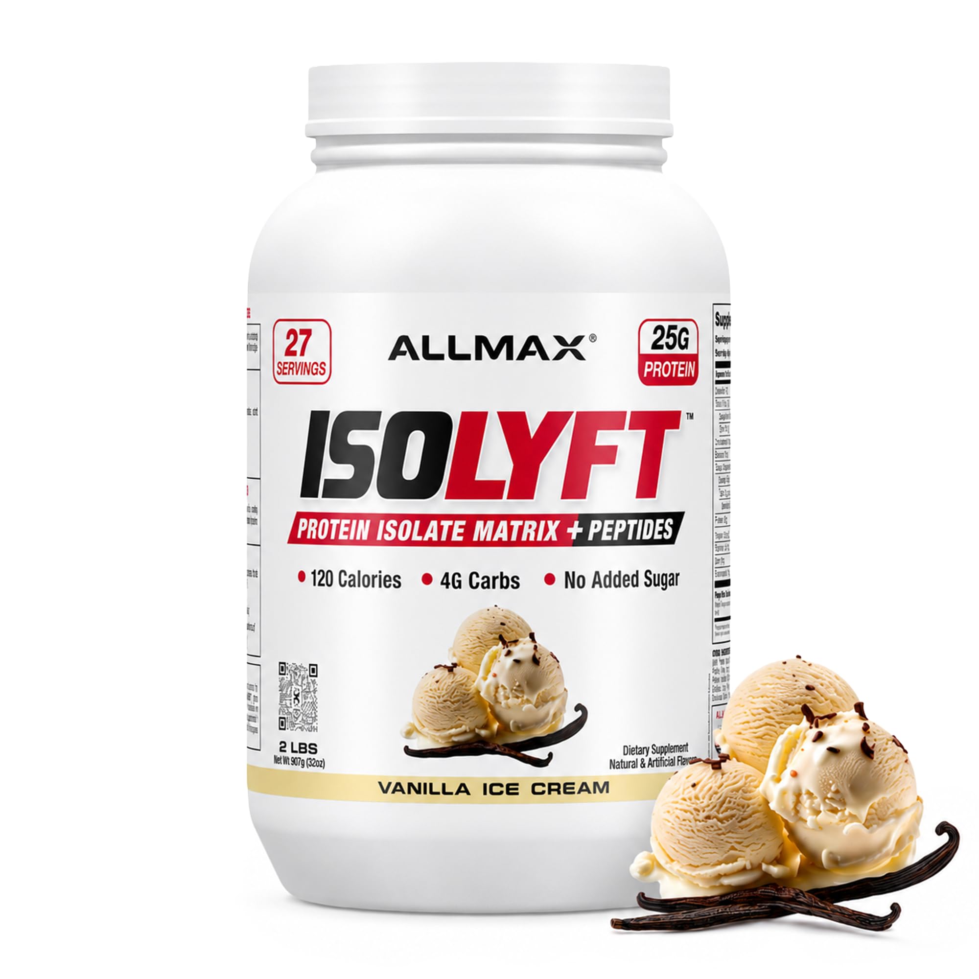 ALLMAX IsoLyft Protein Powder, 2 lb Vanilla Ice Cream
