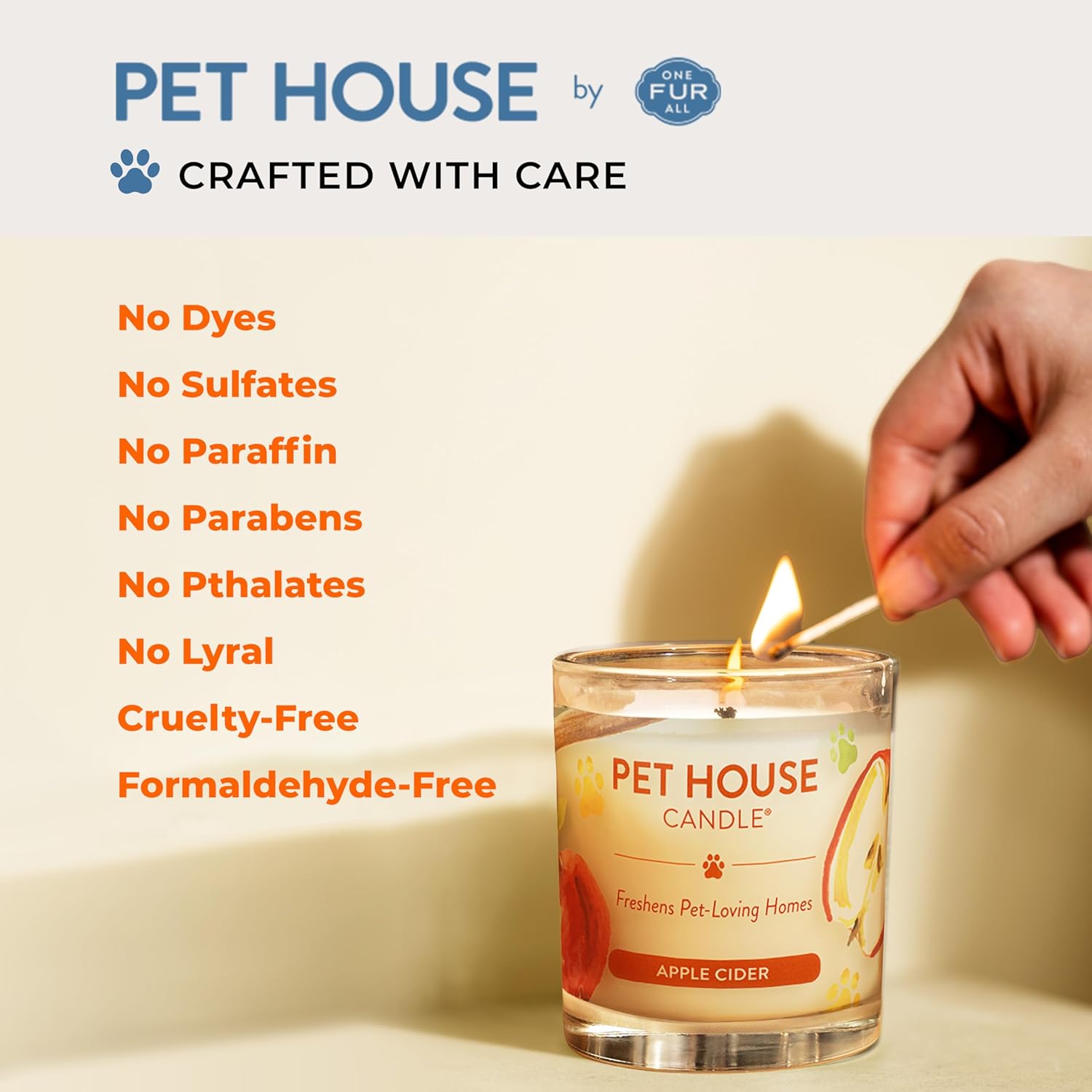 One Fur All Pet House Fall Candles, Long Lasting, Clean Burning, Soy Wax Scented Candles for Pet Odor, Caramel Latte