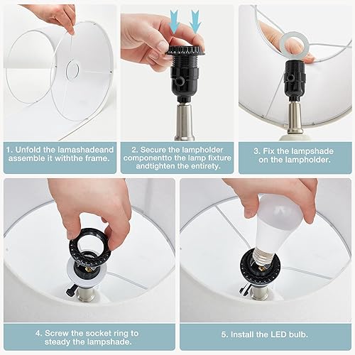 Miniatura 9 de Luvkczc Juego de 2 lámparas de mesa de cerámica de 19 pulgadas, lámpara de mesa al lado de las lámparas de mesita de noche, lámpara de mesa moderna