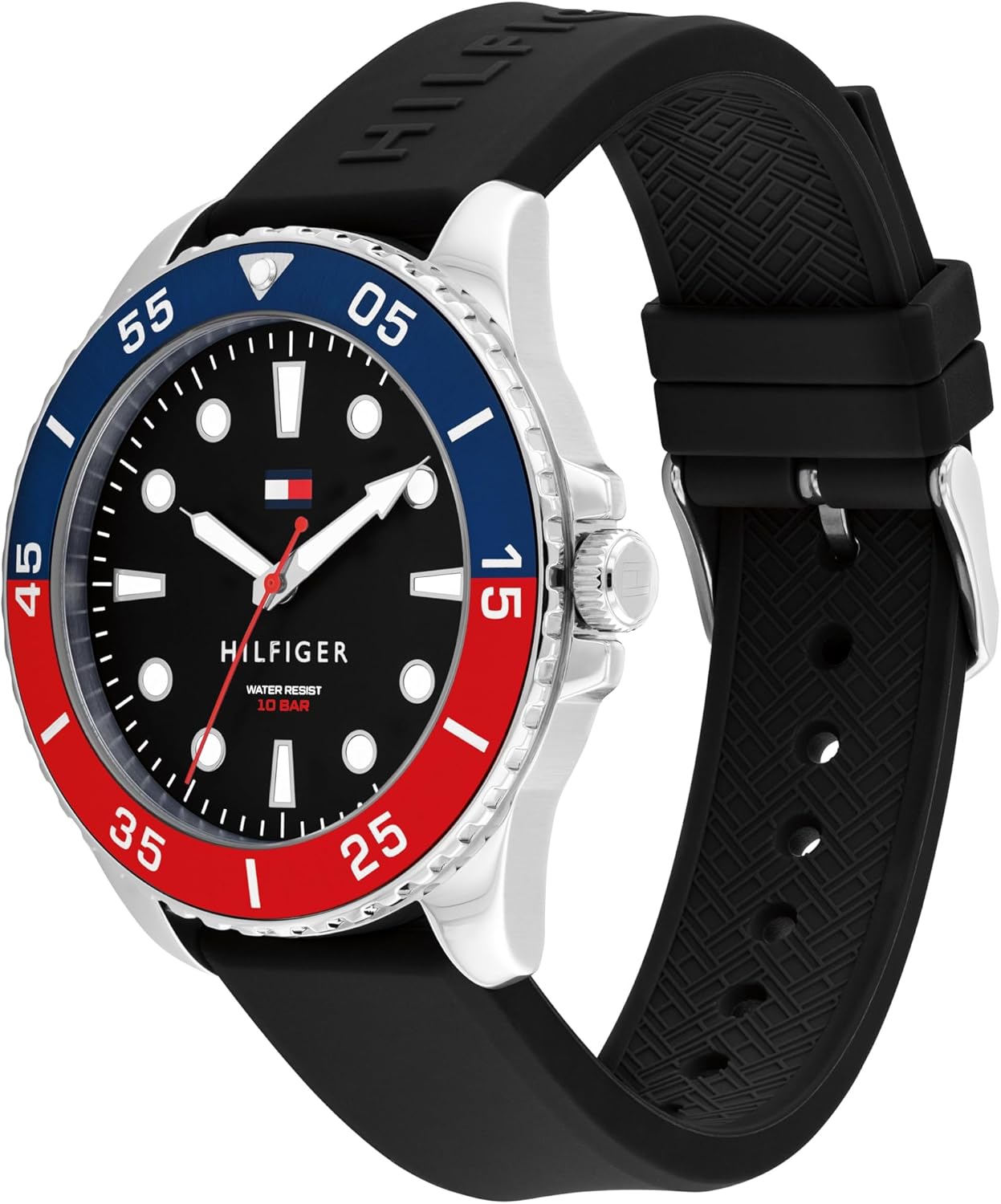 Tommy Hilfiger Men's Bold Dive-Inspired Watch – 3H Quartz Movement, Stainless Steel and Aluminum Case, Aluminum Sport Bezelt – Adventure-Ready Gift for Him