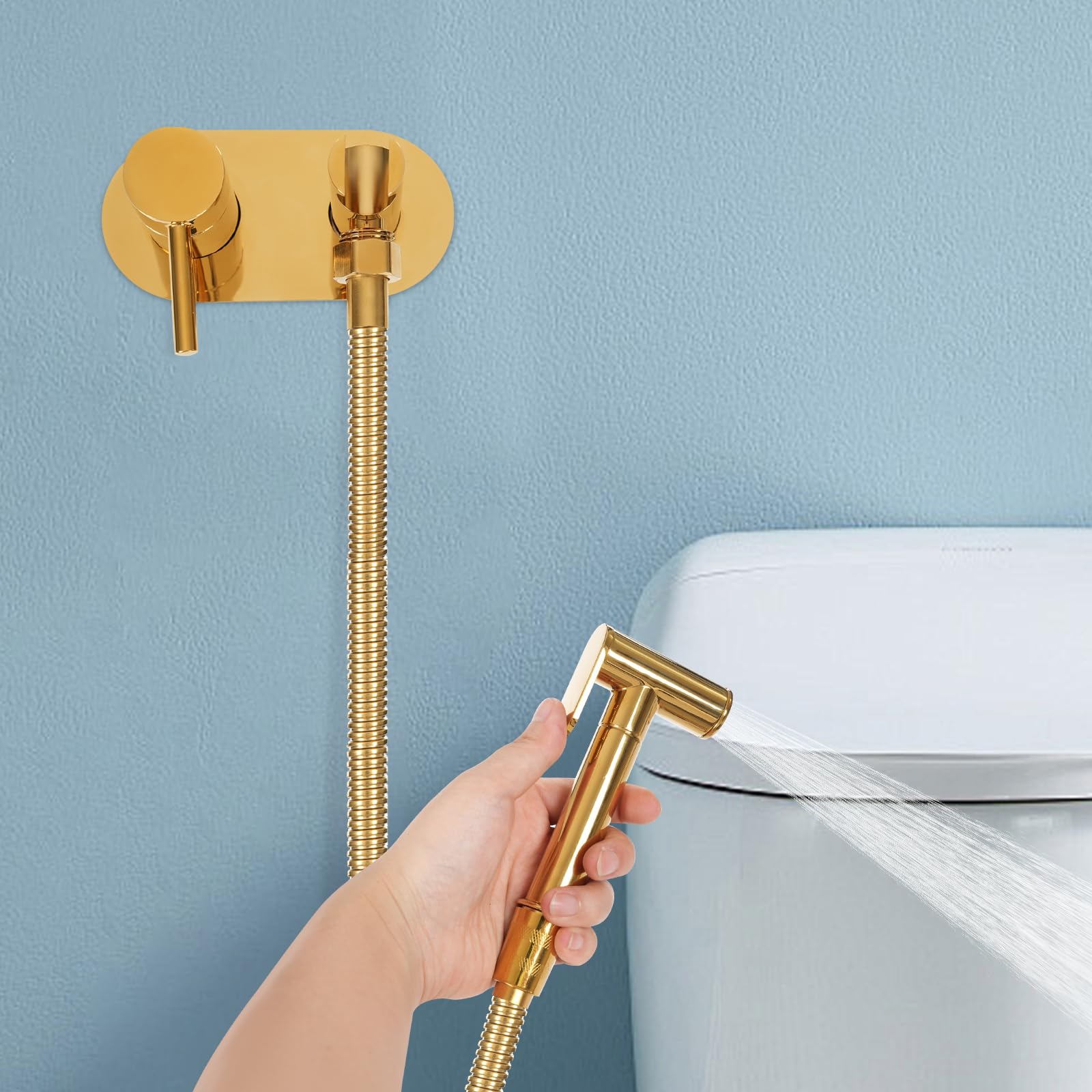 Set per bidet per l'igiene personale, a mano, in acciaio inox, per bidet e bidet regolabile, per l'igiene personale