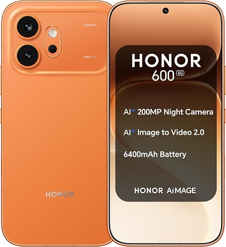 HONOR 600 Dual-SIM 256GB ROM + 8GB RAM (GSM Only | No CDMA) Factory Unlocked 5G Smartphone (Orange) - International Version