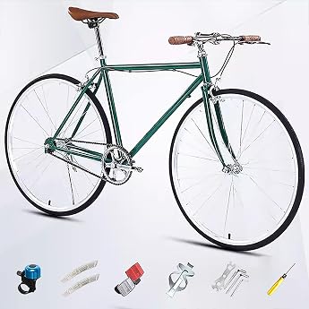 700C Road Bike Single Speed Retro City Bike Carbon Steel Frame Lightweight Bicycle for Girls Boys Men and Women