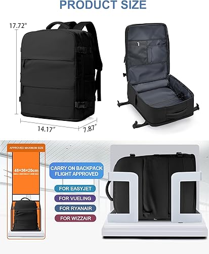 Miniatura 288 de coowoz Mochila de viaje grande para mujeres y hombres,Mochila de transporte,Mochila de senderismo impermeable para deportes al aire libre, Azul, 45