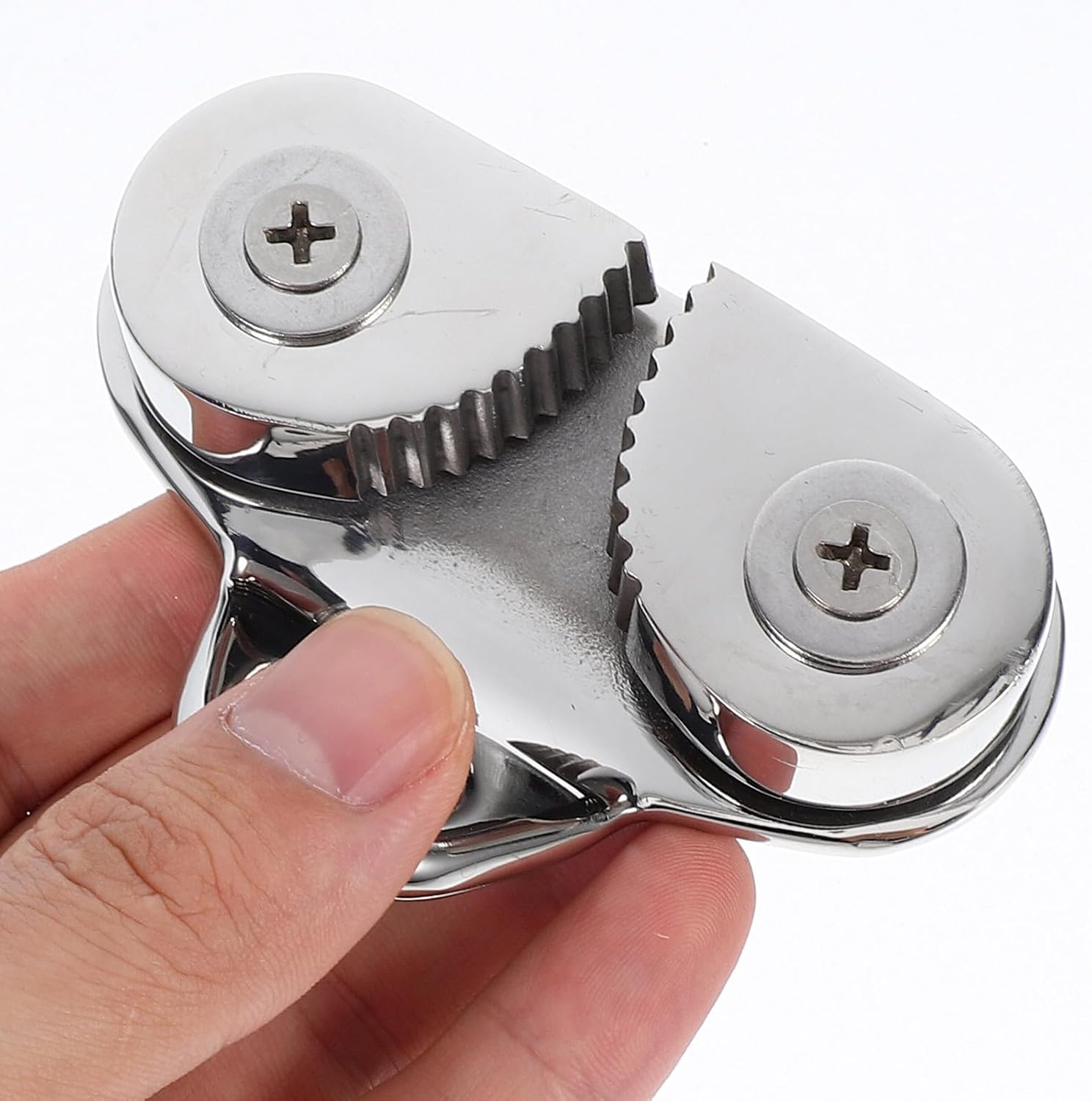Stainless Steel Jam Cleat for Rails with Flared Entry and Easy Disassembly, Sturdy Cam Cleat for Rope and Line Use on Sailboats and Kayaks