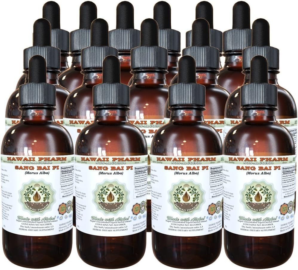 Sang Bai Pi Alcohol-Free Liquid Extract, Sang Bai Pi, Mulberry (Morus Alba) Root Bark Glycerite Natural Herbal Supplement, Hawaii Pharm, USA 4 fl.oz