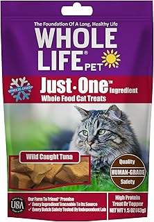 Whole Life Pet Just One Tuna - Cat Treat Or Topper - Human Grade, Freeze Dried, One Ingredient - Protein Rich, Grain Free, Made in The USA