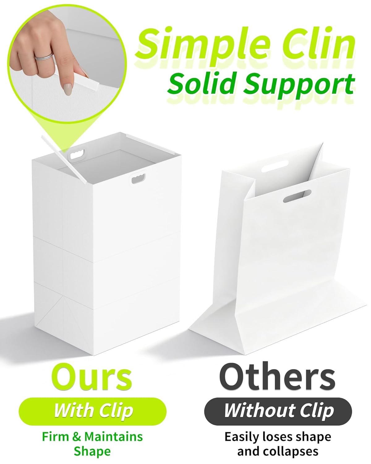 Kaiferty 30 Gallon Disposable Trash Cans for Parties, 4 Pack Extra Large Collapsible Pop Up Trash Can with Handles, Portable Cardboard Garbage Can & Recycling Bin for Party Kitchen Camping, White