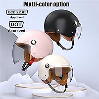 Vista 6 de Cascos Retro 3/4 de Motocicleta Medio, Aprobados por DOT Vintage Scooter Dirt-Bike Go-Kart Ciclomotor Bicicleta Eléctrica Ligeros Hebilla Rápida