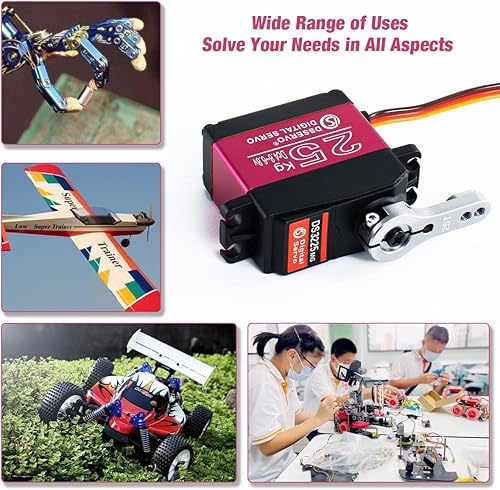 Vista 22 de DS3235 77.2 lbs Digital RC Servo de alto par todo el engranaje de metal Motor sin núcleo impermeable servomotores para RC Robot, coche, camión