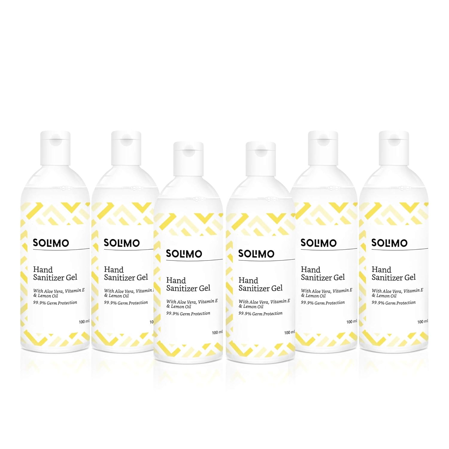 Amazon Brand Solimo Hand Sanitizer Gel 100 ml (Pack of 6, Lemon Oil
