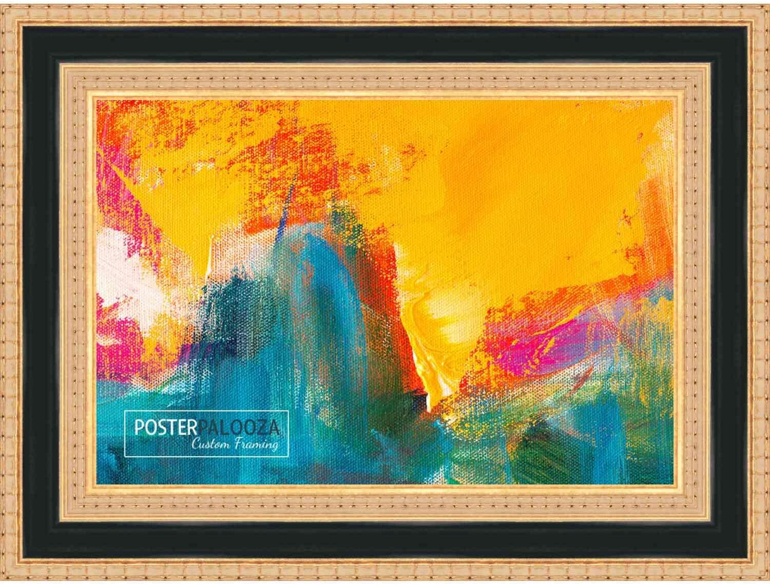 Poster Palooza 26x34 Traditional Gold Wood Picture Frame - UV Acrylic, Foam Board Backing, & Hanging Hardware Included