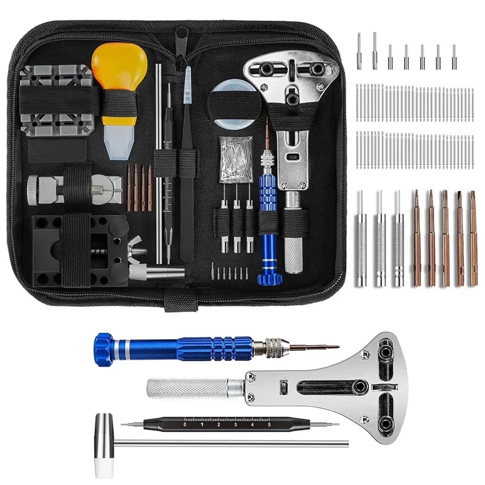 Kit De Reparación De Relojes, Kit De Herramientas para Reparación De Relojes, Barra Extractora Y Abridora De Cajas, Práctico Juego De 30 Piezas para Relojes/Pulseras Y Correas.