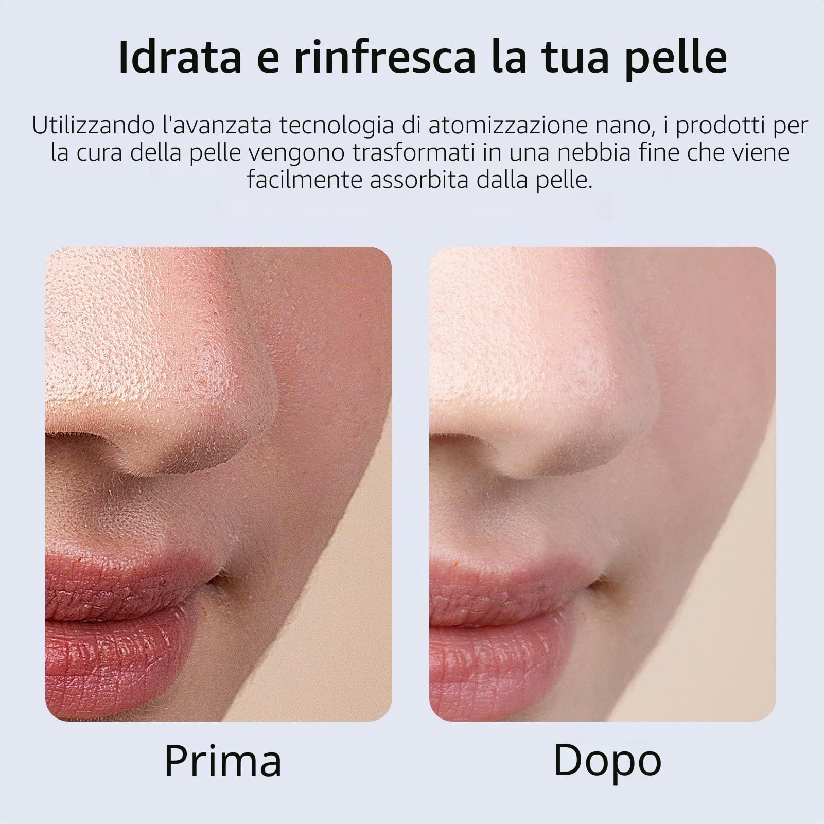 Microtree Spruzzatore di ossigeno per acqua per la pelle del viso, spray ad alta pressione, umidificatore portatile e ricaricabile, 0,3 mm nano vapore facciale