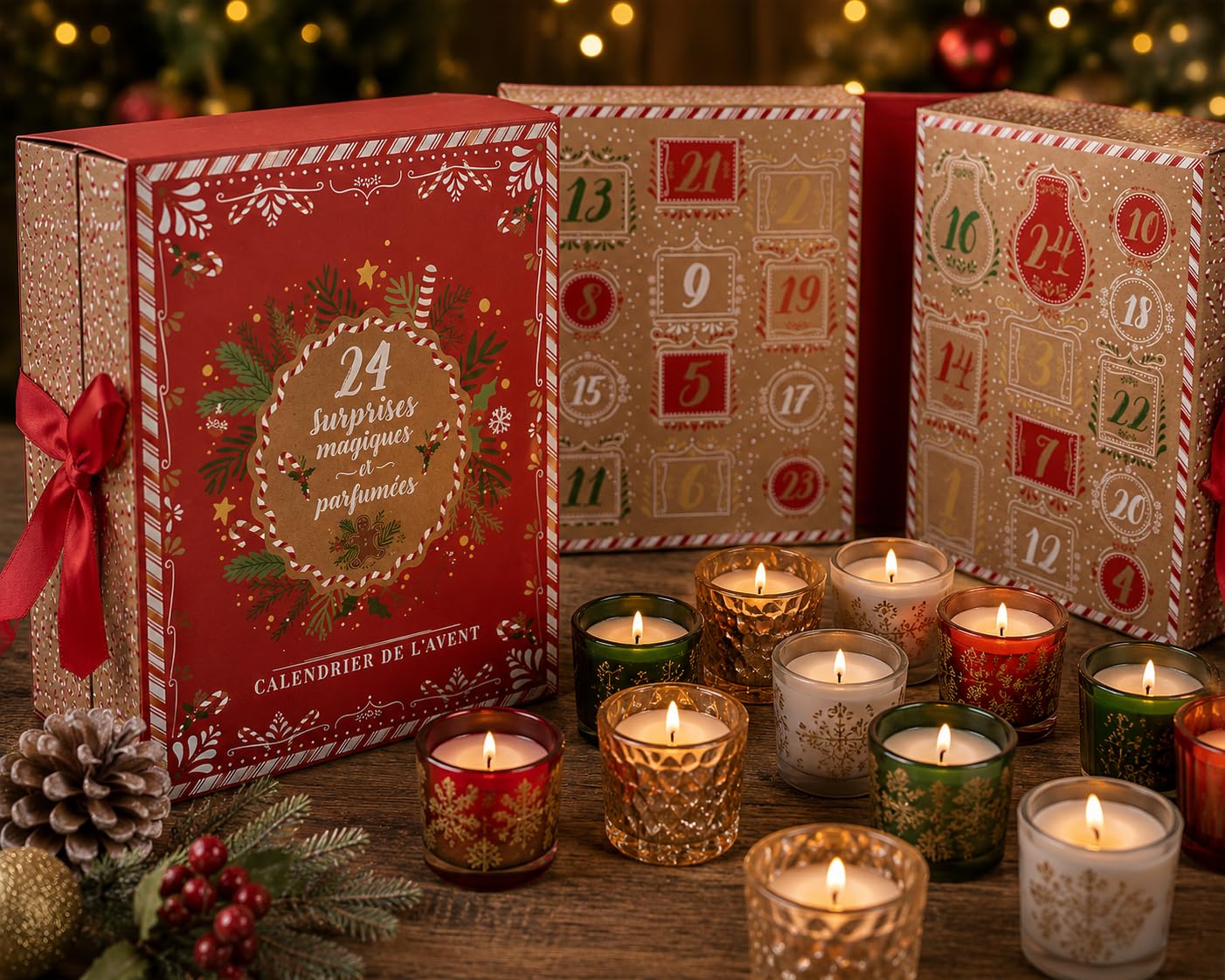 Calendario dell’Avvento con Candele Profumate – 24 Candele & Decorazioni Natalizie – Calendario dell’Avvento di Lusso per Donne – Idea Regalo di Natale – Idea Regalo di Natale