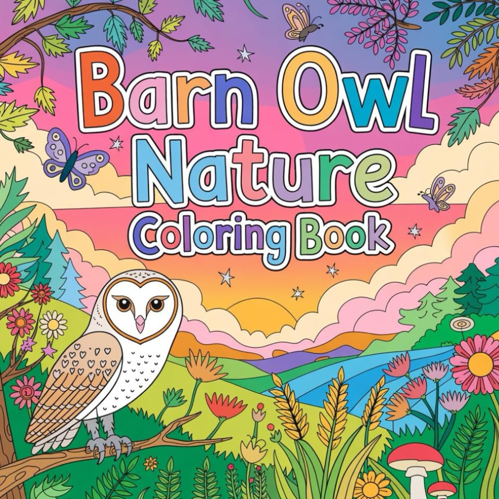 Barn Owl Nature Coloring book: cute coloring book for kids, coloring book for adults, kawaii coloring book, Coloring Book for Adults and Kids, Bold ... wildlife coloring, relaxing bird coloring