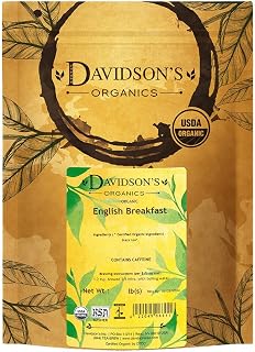 Davidson's Organic English Breakfast Loose Leaf Black Tea, 16oz Bulk - Robust Assam Full-Bodied Malty Flavor