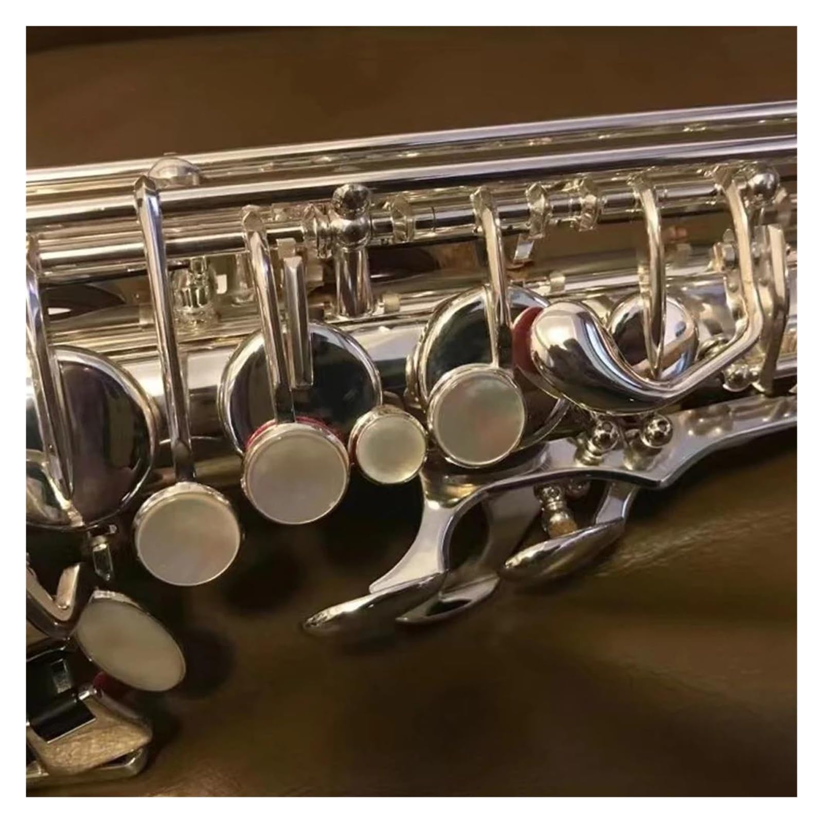Saxofón Saxofón Alto En Mi Bemol, Instrumento De Jazz Estampado Uno A Uno, Plateado Niquelado, Con Estuche (Color : Leather case)
