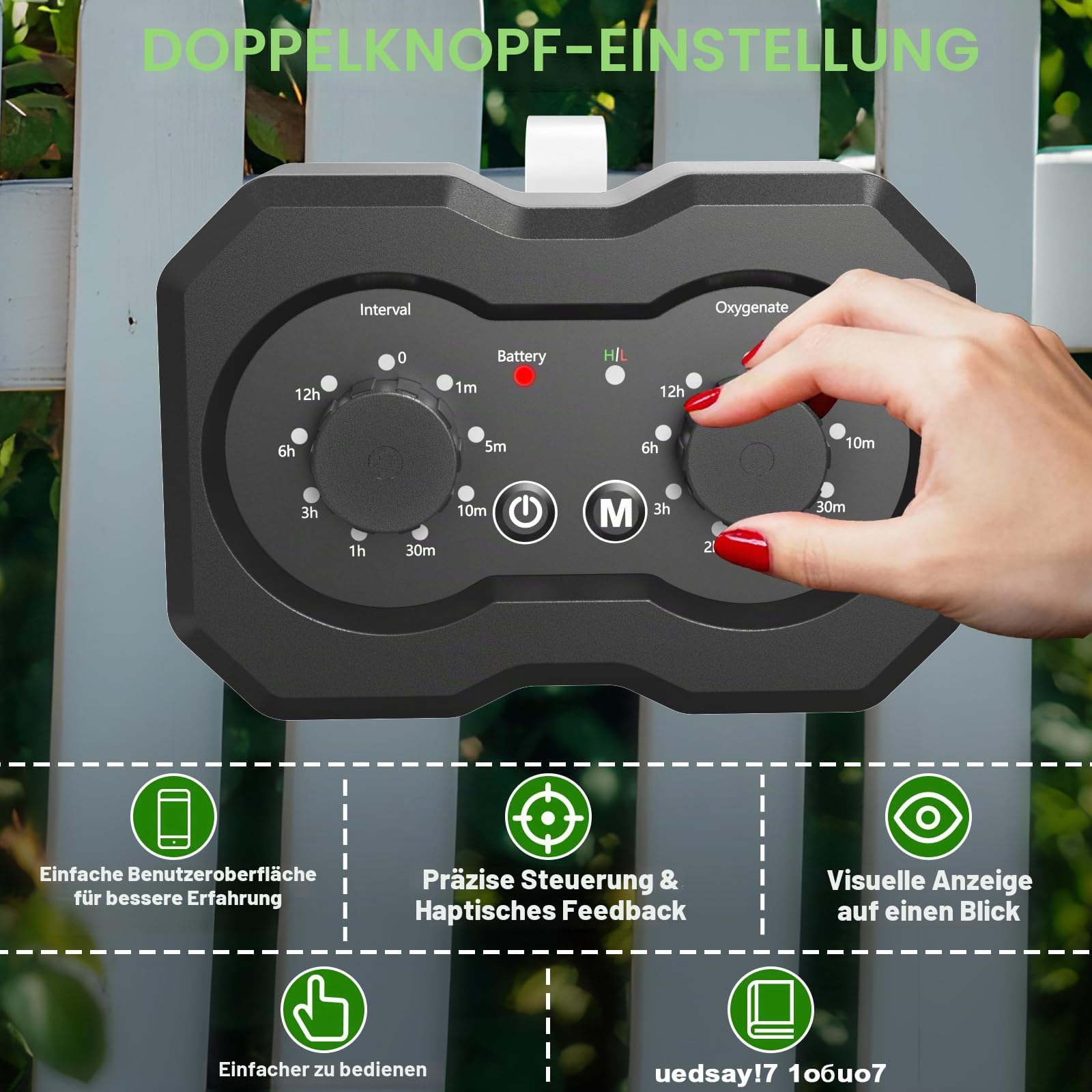 Solar-Sauerstoff-Luftpumpe für Teich, verbesserte einfache Drehtaste, Solar-Teichbelüfter, 2 Arbeitsmodi, Solar-Belüfter für Außenteiche mit Timing-Funktion