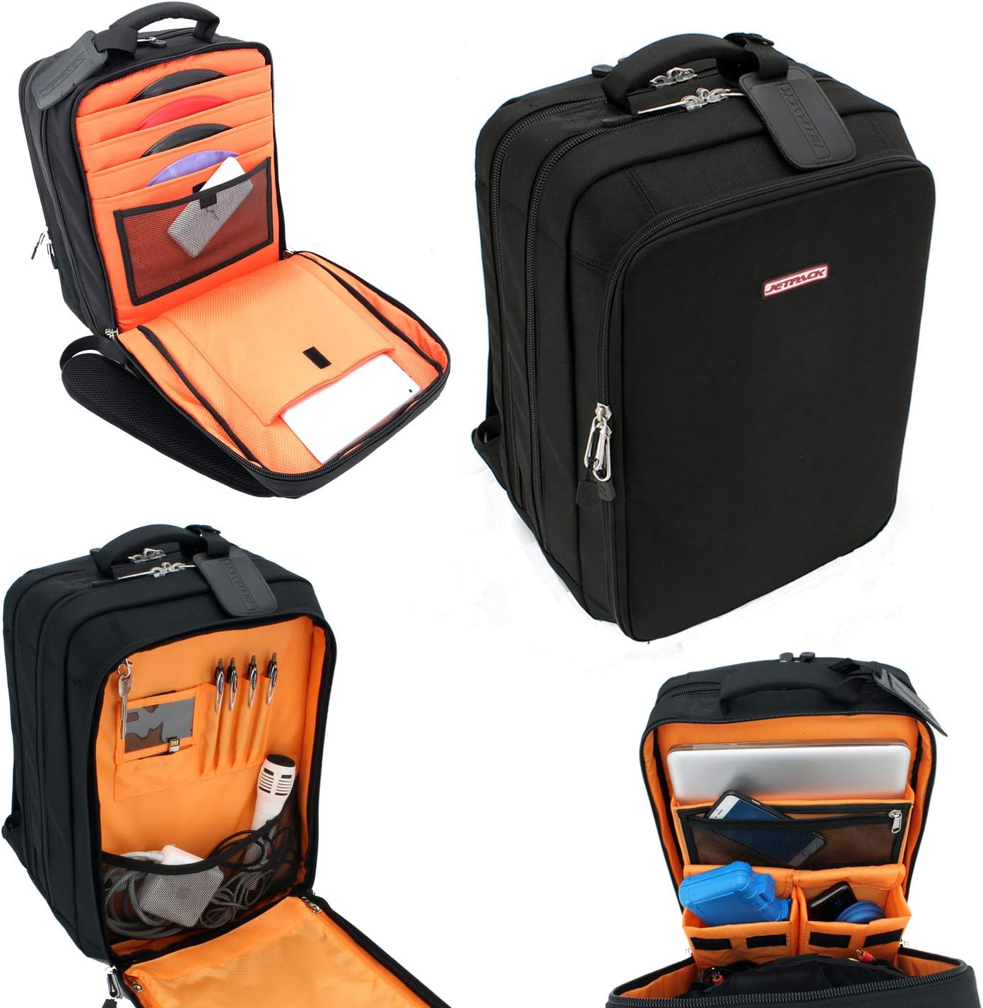 JetPack Remix DJ Backpack for DVS, Mobile, or Club Gig Set, Bag Carry Laptop, Stand, Midi Controller, Tablet, Headphone, Vinyl Records, USB Mobile Devices, Needle Case, Cables, Microphone & More