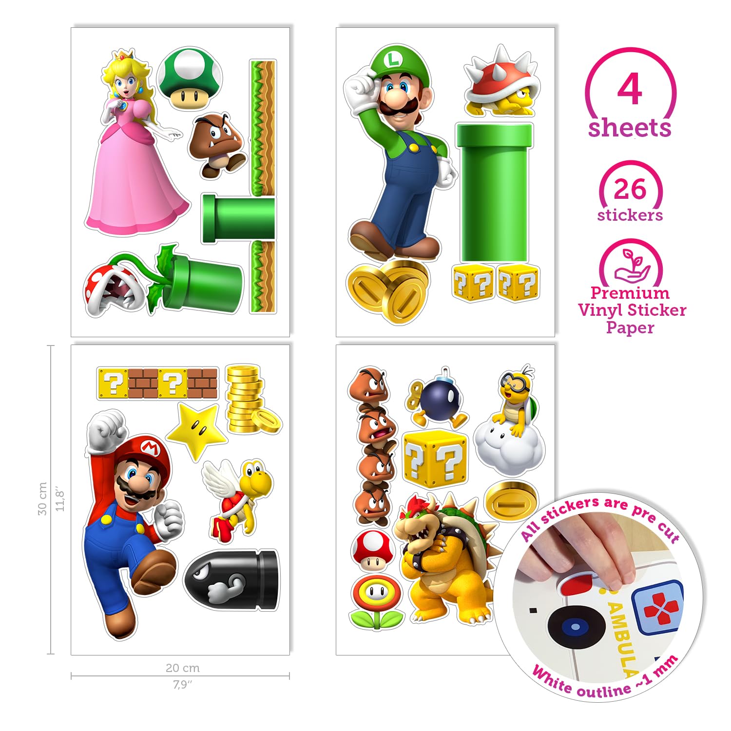 Mario - Adhesivo decorativo para pared de dormitorio, habitación de los niños,