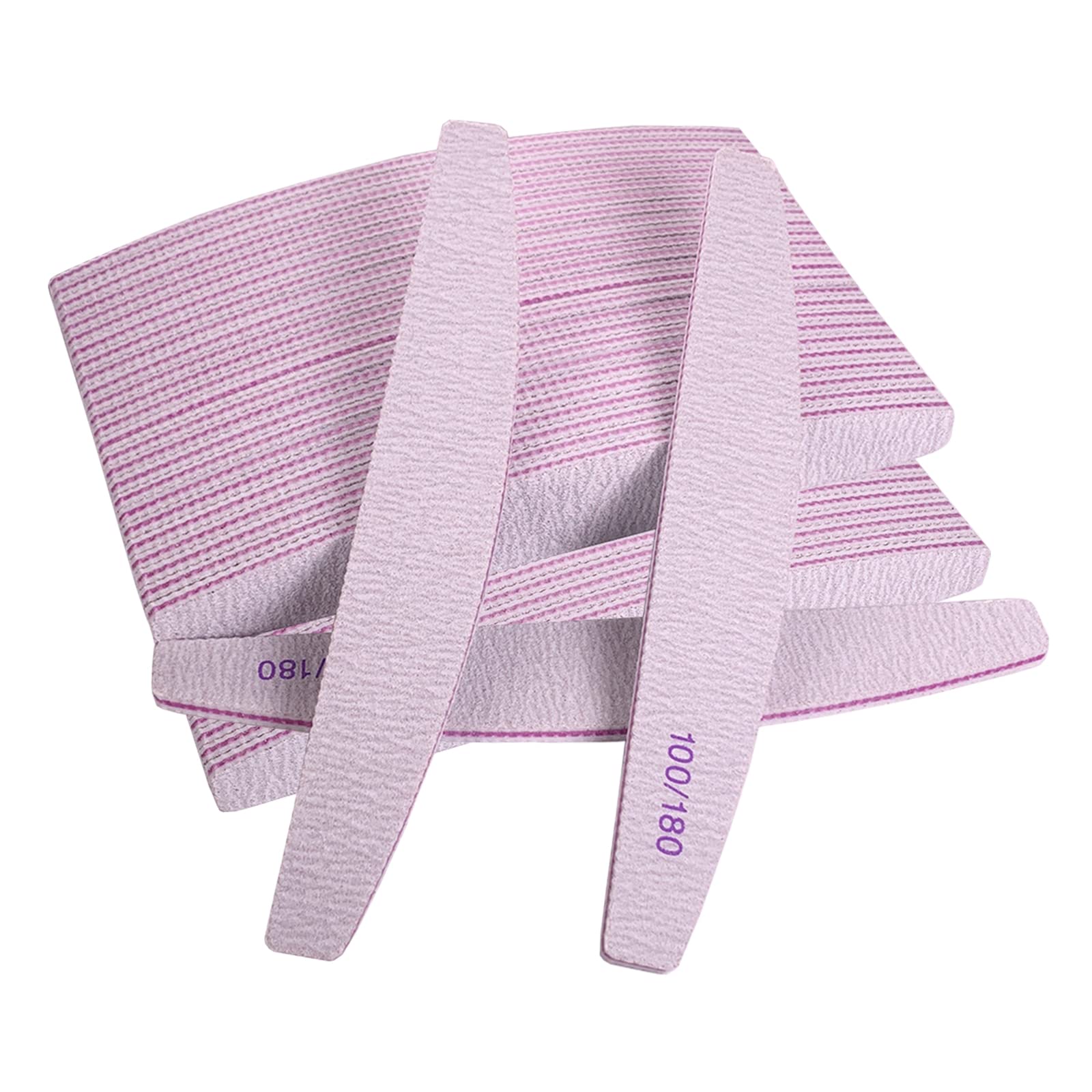 Nail Files (50 Pcs), 100/180 Grit Nail File Emery Board Bulk for Acrylic Nails and Natural Nails, Limas para Unas Acrilicas Profesional Pack Filers for Gel Nail Double Sided Manicure Curved Gray