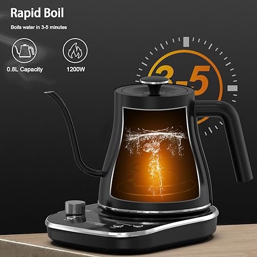 Miniatura 5 de Hervidor eléctrico de cuello de cisne, hervidor eléctrico inteligente WiFi, control de temperatura, hervidor de agua y tetera, control de