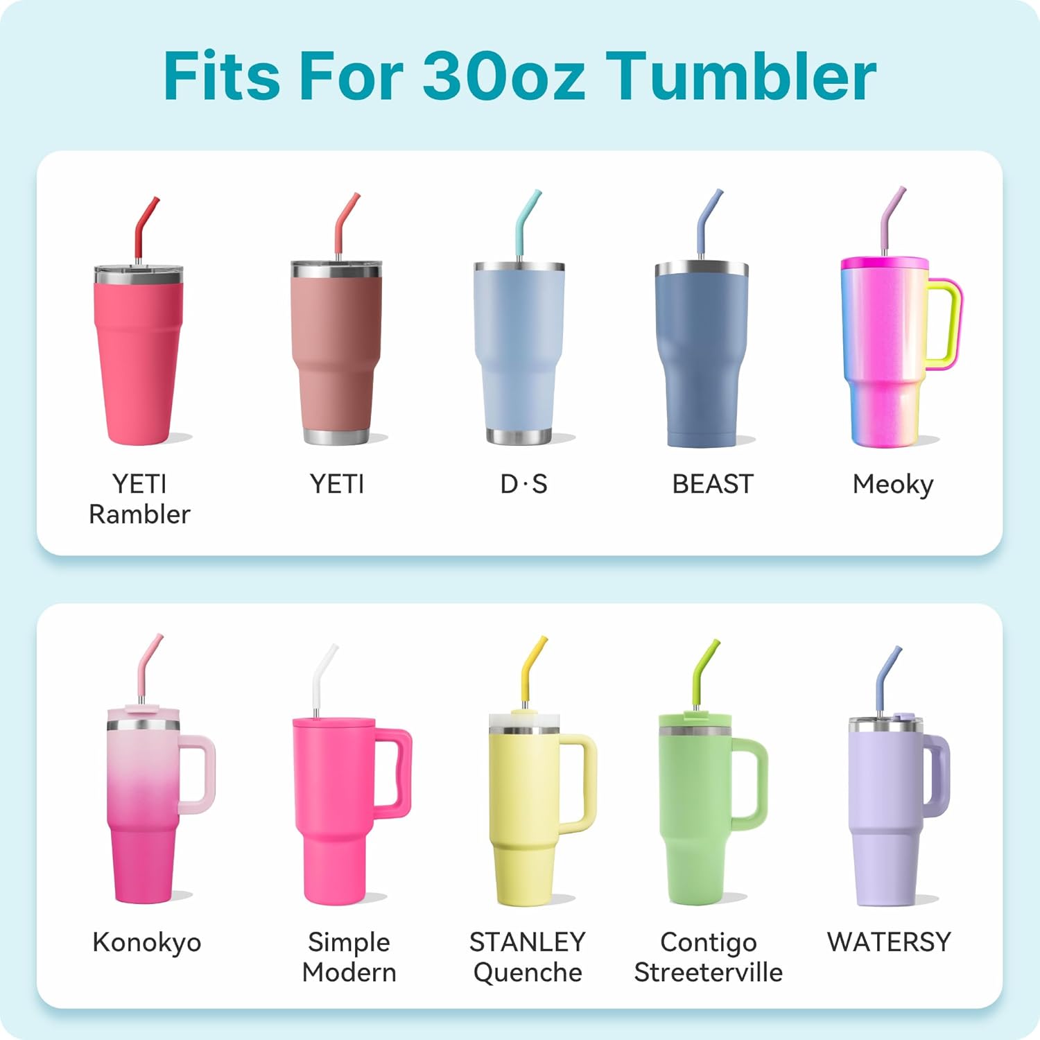 30 oz Straight Metal Straws with Silicone Tip for 30 oz Tumbler, 6 Pcs Stainless Steel Reusable Drinking Metal Straw for YETI, STANLEY, US Acrylio, BJPKPK, Simple Modern and so on - Image 5