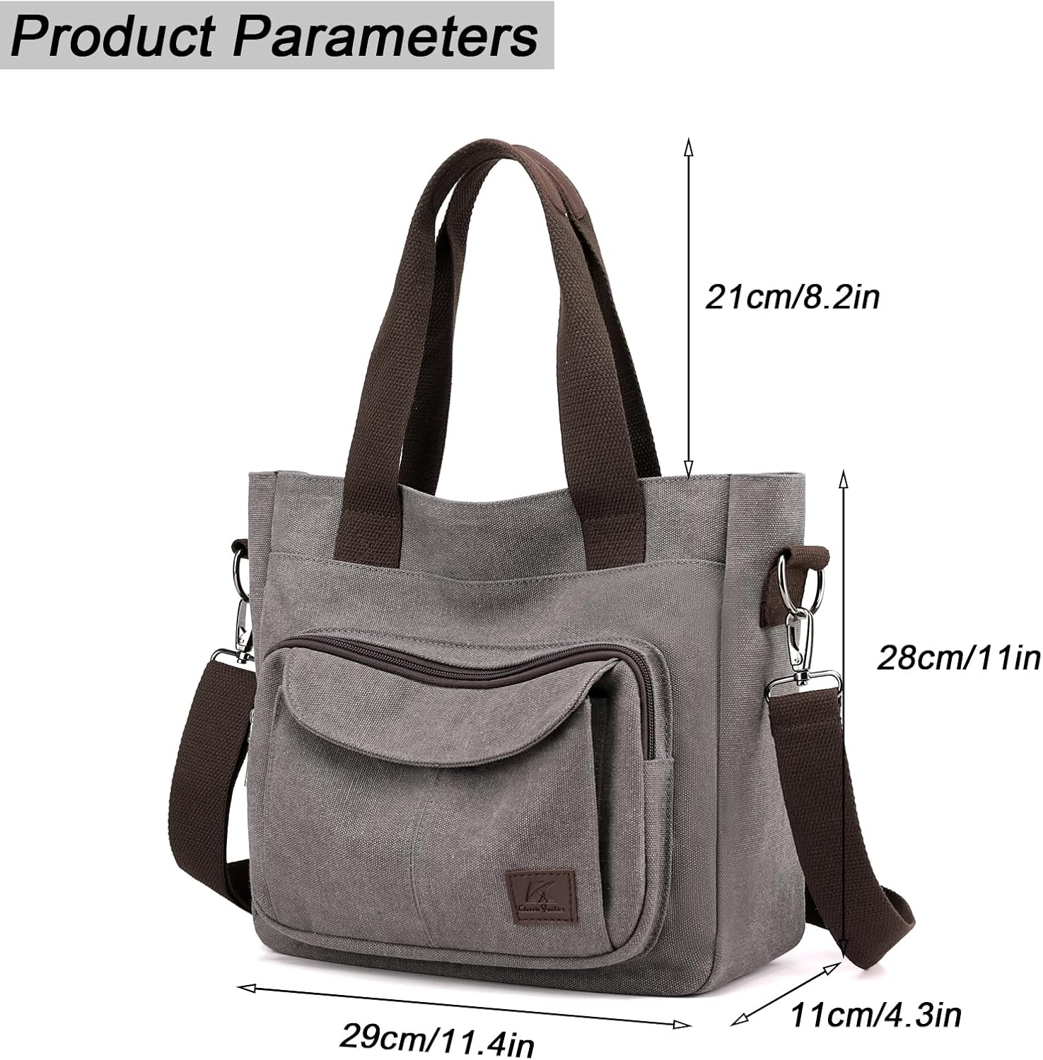 ZHIERNA Women's Canvas Tote Purse Casual Shoulder Crossbody Bags Small Handbag, Multi-pocket Top Handle Work Bag - Image 4