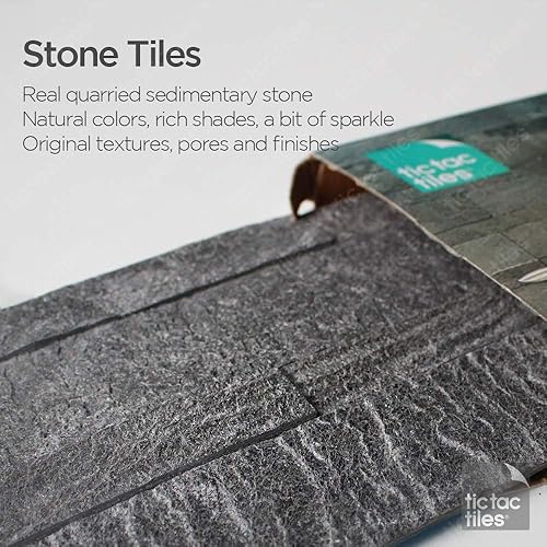 Miniatura 3 de Tic Tac Tiles - Autoadhesivo removible para la loseta del muro de la cocina o el baño, azulejos en 3D de piedra real, paquete de 1 (blanco natural)