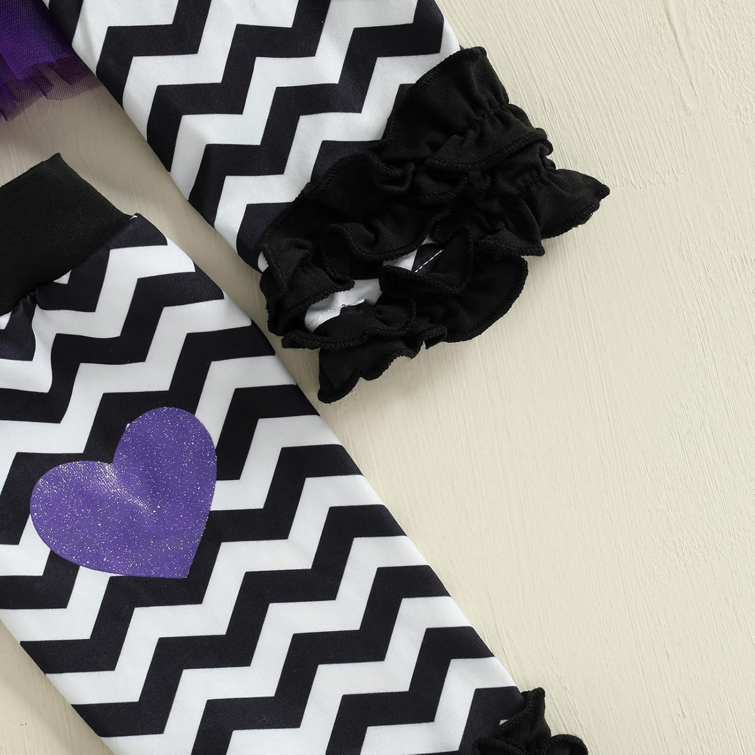 My 1st Halloween Baby Girl Outfit Ruffle Long Sleeve Romper Tulle Tutu Skirt Headband Leg Warmer Clothes Set - Image 7