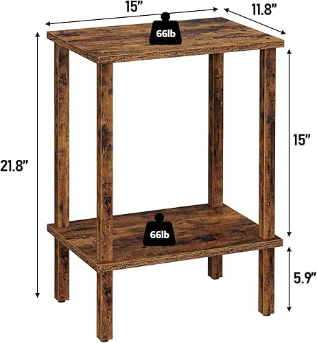 Miniatura 3 de TUTOTAK Mesa auxiliar, juego de 2, mesa auxiliar, mesita de noche, estante de almacenamiento de 2 niveles, mesa de sofá para espacios pequeños, sala