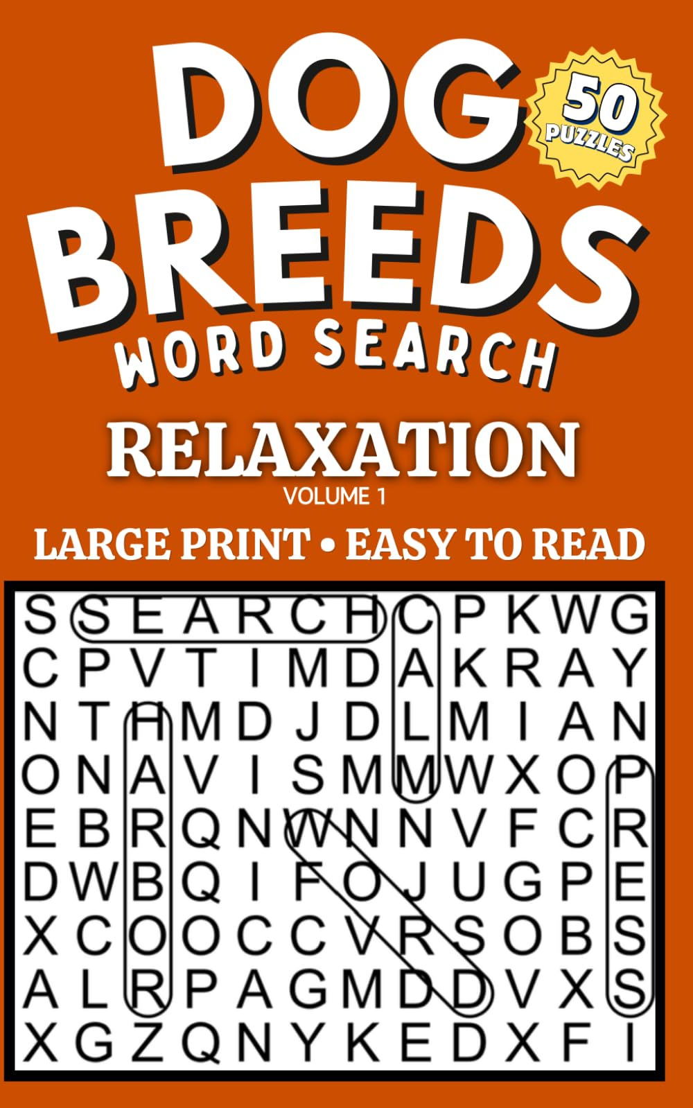 Dog Breeds Word Search: Large Print Easy Puzzles for Relaxation