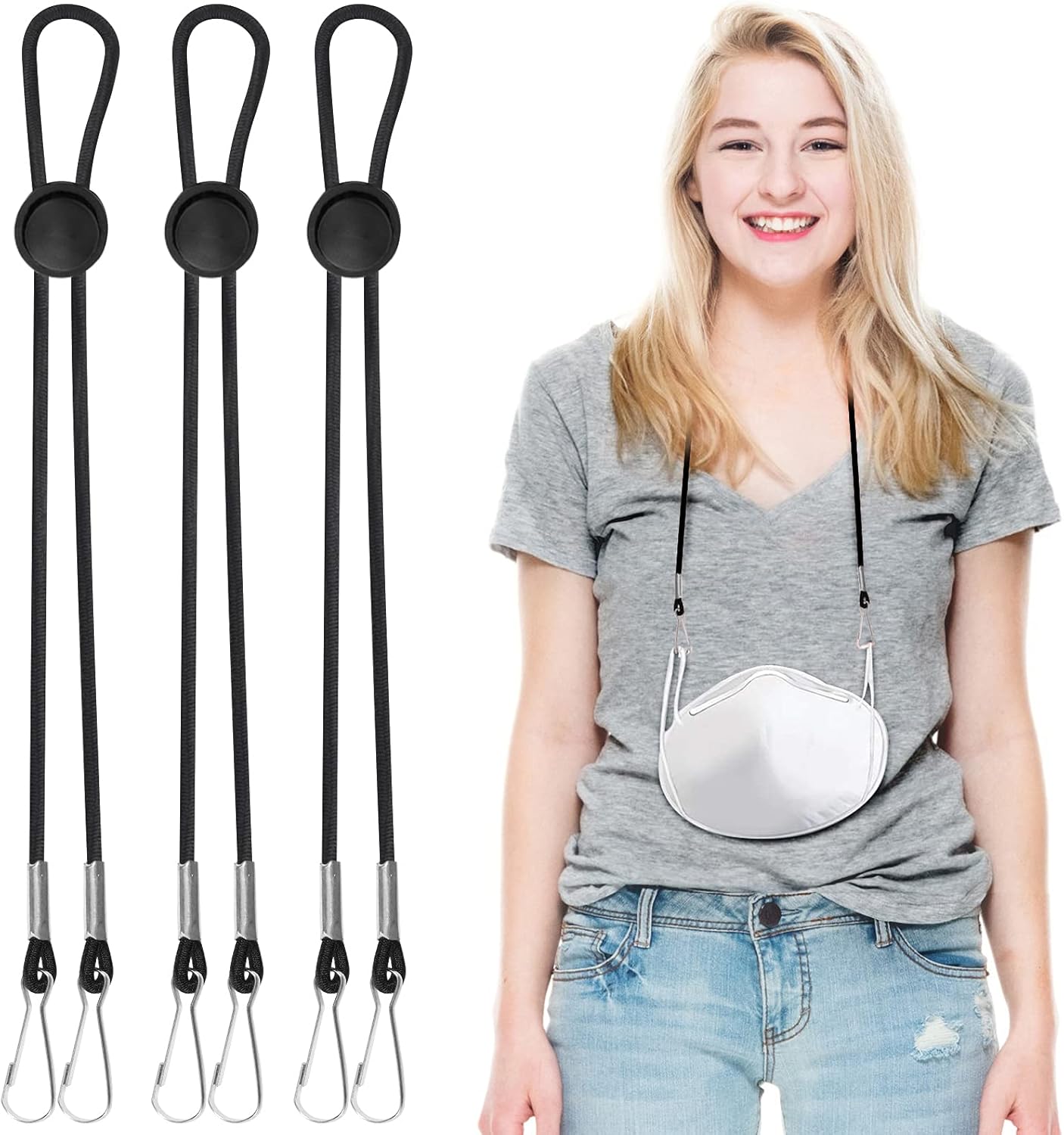 Face Mask Lanyards TOOVREN 3 PCS Adjustable Length Mask