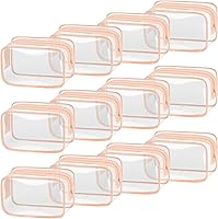 Vista 9 de TISRATOK 12 bolsas de maquillaje transparentes para mujer con cremallera, bolsa de aseo aprobada por la TSA, bolsa de cosméticos a granel para Blanco