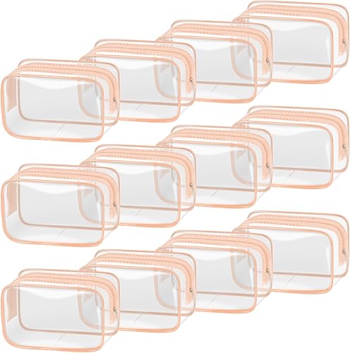 Miniatura 9 de TISRATOK 12 bolsas de maquillaje transparentes para mujer con cremallera, bolsa de aseo aprobada por la TSA, bolsa de cosméticos a granel para Blanco