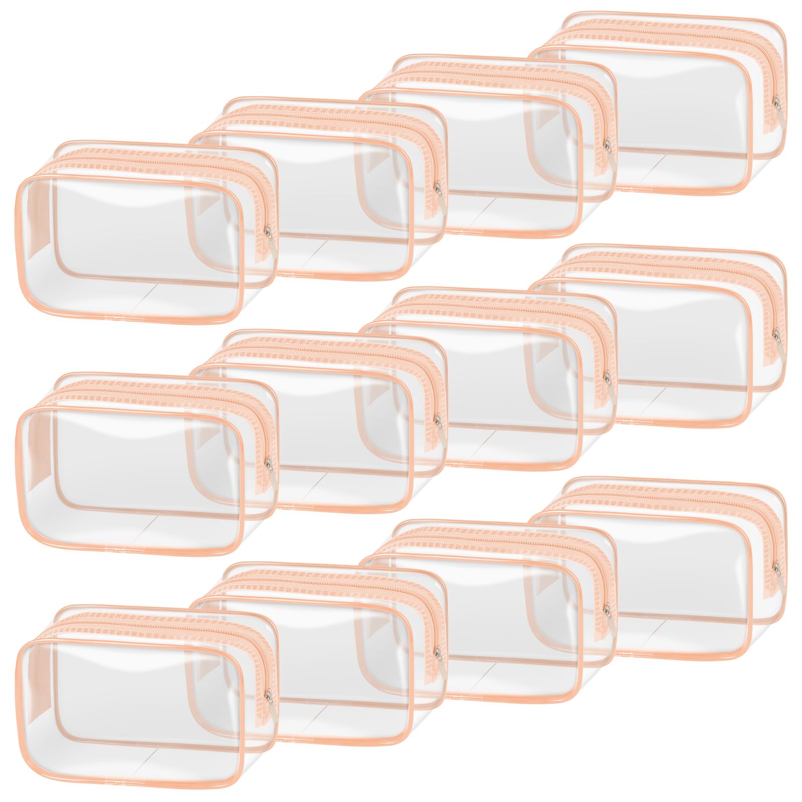 TISRATOK 12 PCS Clear Makeup Bags with Zipper, TSA Approved Toiletry Pouch