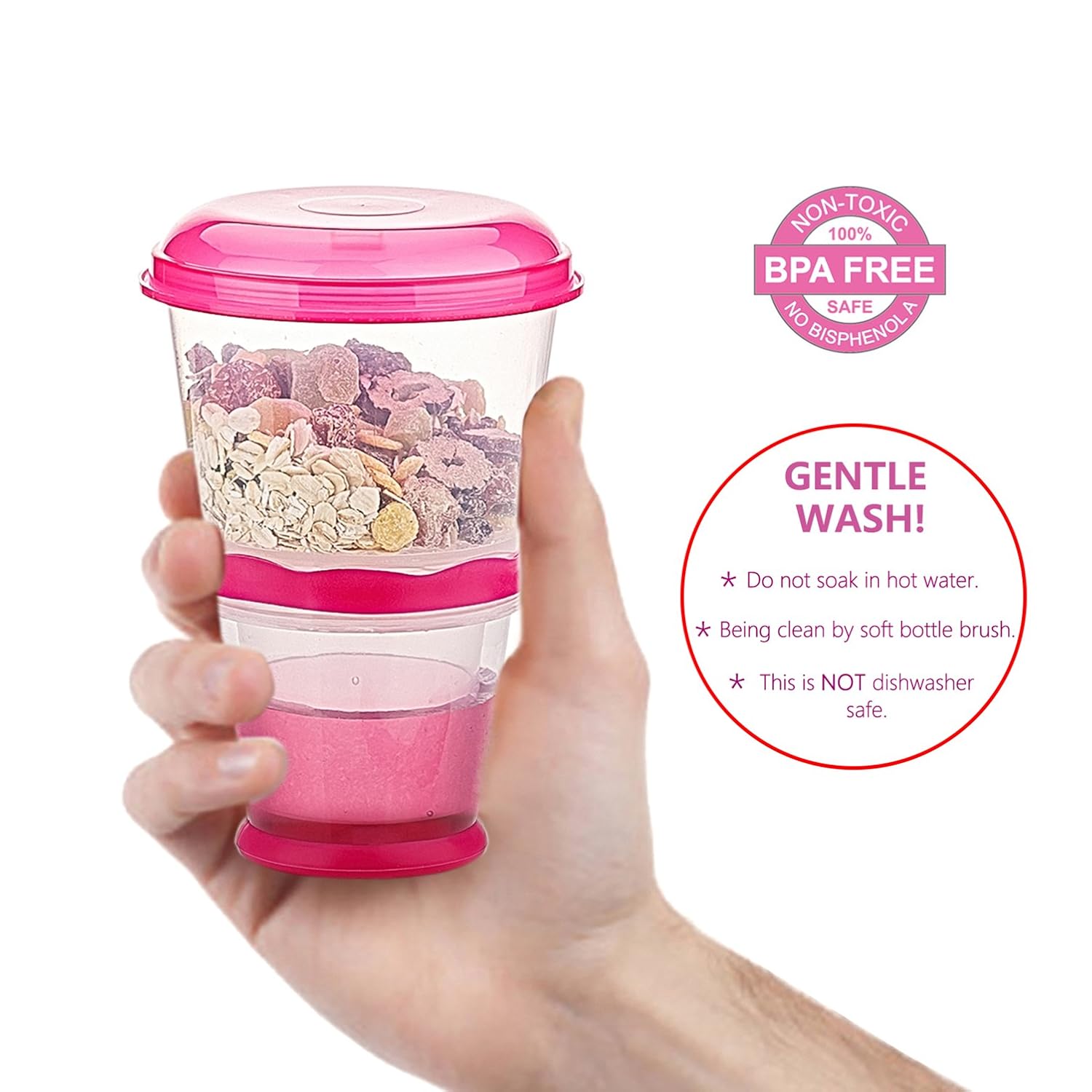 Cereal On The Go, Cup Container Breakfast Drink Milk Cups Portable Yogurt and Travel To-Go Food Containers Storage With Spoon(Red)