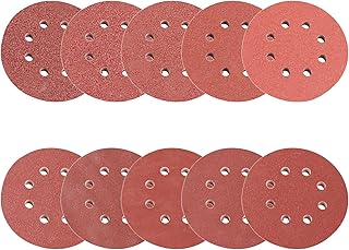 100 PCS Sandpaper Assortment, 5 inch 8 Hole Hook and Loop Sandpaper, 40 60 80 120 150 240 320 400 600 800 Grit Sanding Disc, Red Sand Paper Discs for Random Orbital Sander