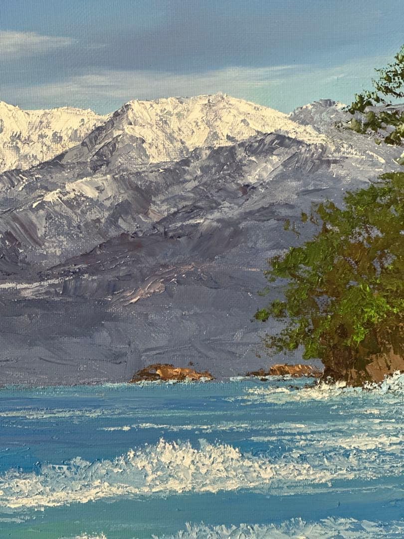 Amazon.co.jp: 肉筆 真作 絵画 小川久雄 油彩画 風景画 雨晴海岸 美術