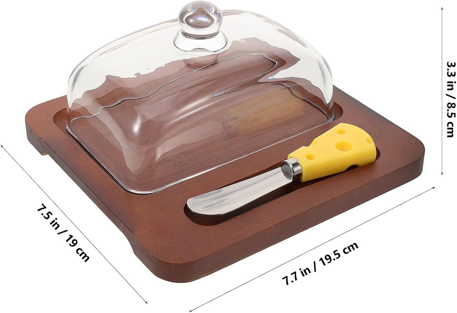 Butter Dish with Dome Lid and Wood Tray Sealed Butter Container for Refrigerator Food Preservation Box with Cutter Freshness Keeper for Kitchen and Restaurant Use