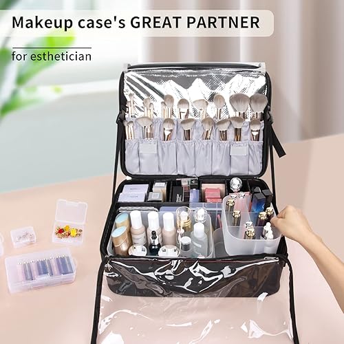 Miniatura 3 de OCHEAL Estuche organizador de maquillaje, soporte organizador de maquillaje transparente apilable, estuche de maquillaje de varios tamaños, juego de