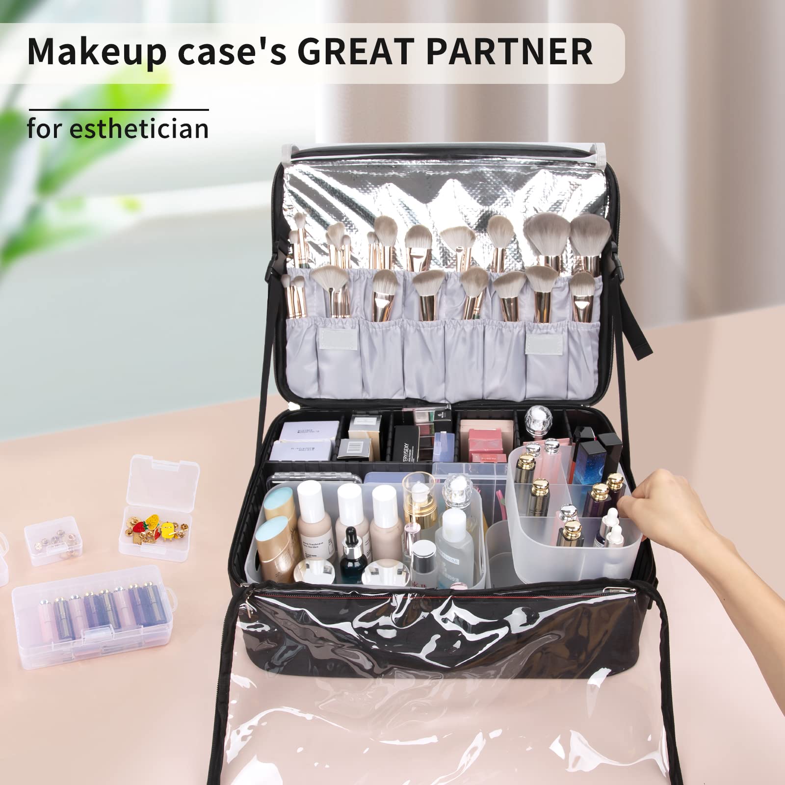 Étui de rangement de maquillage, empilable transparent, multi-tailles pour maquillage, bijoux, articles de toilette, indispensable pour les artistes de maquillage
